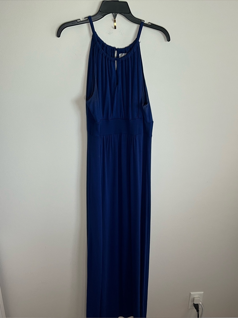 Allison Brittney Navy Halter Maxi Dress